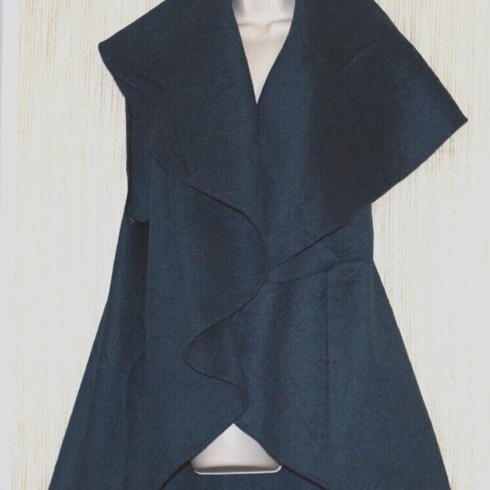 Forte cashmere Green Leather Trim vest Cardigan women One Size